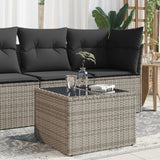Vidaxl tuintafel met glazen blad 55x55x37 cm poly rattan grijs