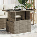 Vidaxl tuintafel met glazen blad 100x55x73 cm poly rattan grijs