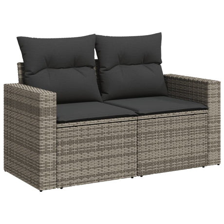 Vidaxl tuinbank 2-zits met kussens poly rattan grijs