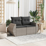 Vidaxl tuinbank 2-zits met kussens poly rattan grijs