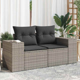 Vidaxl tuinbank 2-zits met kussens poly rattan grijs