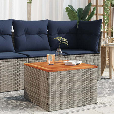 Vidaxl tuintafel 55x55x37 cm poly rattan en acaciahout grijs