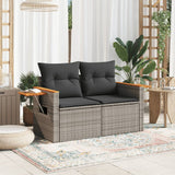 Vidaxl tuinbank 2-zits met kussens poly rattan grijs