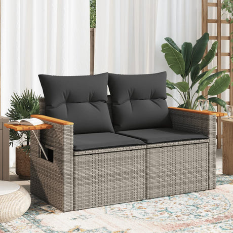 Vidaxl tuinbank 2-zits met kussens poly rattan grijs