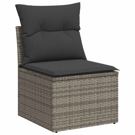 Vidaxl tuinstoel zonder armleuning met kussens poly rattan grijs