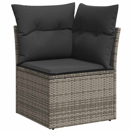 Vidaxl tuinhoekbank met kussens poly rattan grijs