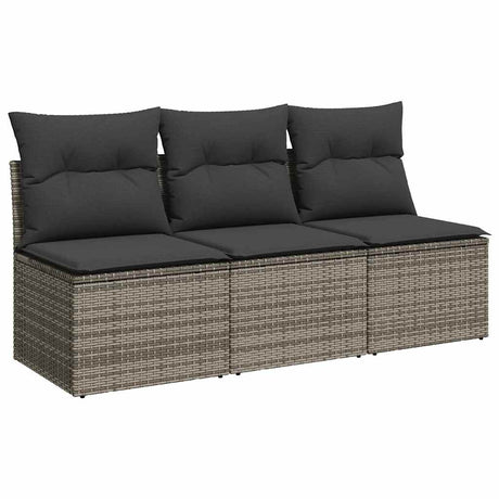 Vidaxl tuinbank 3-zits met kussens poly rattan grijs