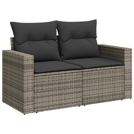 Vidaxl tuinbank 2-zits met kussens poly rattan grijs