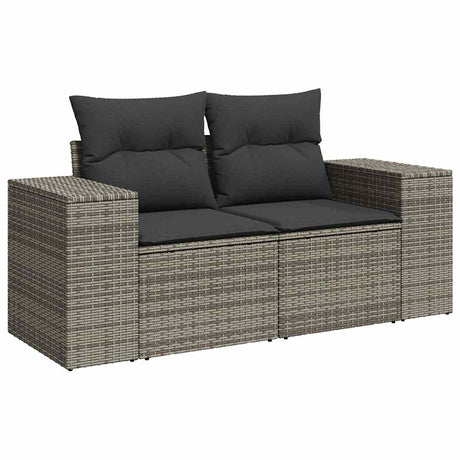 Vidaxl tuinbank 2-zits met kussens poly rattan grijs