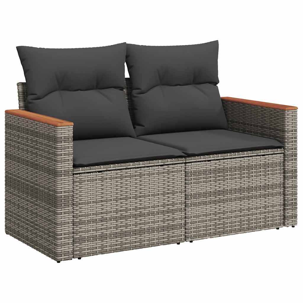 Vidaxl tuinbank 2-zits met kussens poly rattan grijs