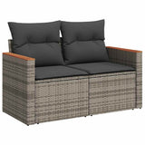 Vidaxl tuinbank 2-zits met kussens poly rattan grijs