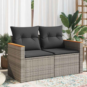 Vidaxl tuinbank 2-zits met kussens poly rattan grijs