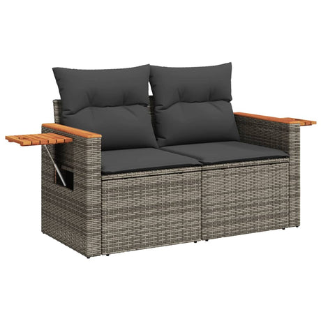 Vidaxl tuinbank 2-zits met kussens poly rattan grijs