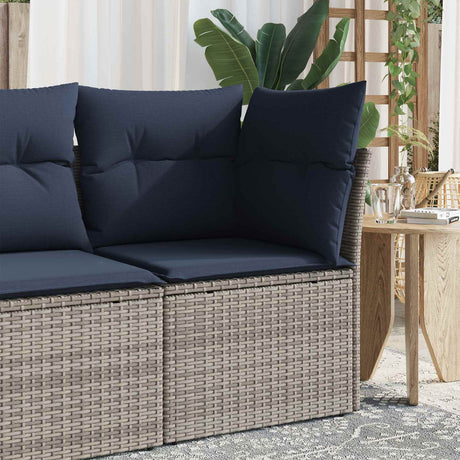 Vidaxl tuinhoekbank met kussens poly rattan grijs