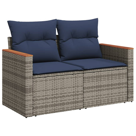 Vidaxl tuinbank met kussens 2-zits poly rattan grijs