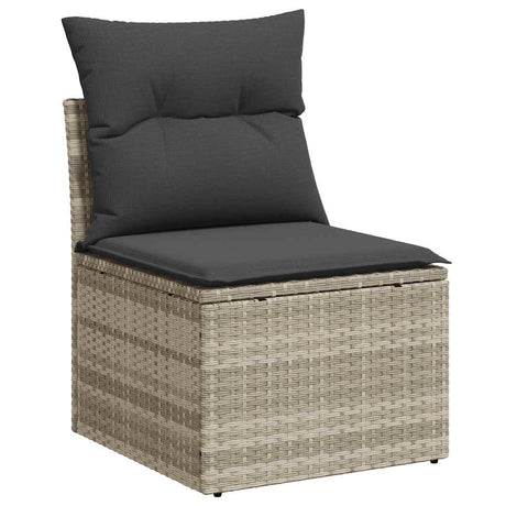 Vidaxl tuinbank zonder armleuning met kussens poly rattan lichtgrijs