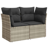 Vidaxl tuinbank 2-zits met kussens poly rattan lichtgrijs