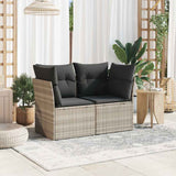 Vidaxl tuinbank 2-zits met kussens poly rattan lichtgrijs