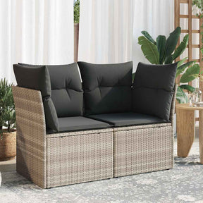 Vidaxl tuinbank 2-zits met kussens poly rattan lichtgrijs