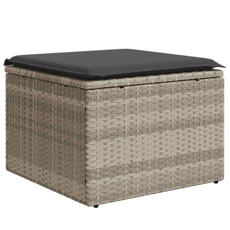 Vidaxl tuinkruk met kussen 55x55x37 cm poly rattan lichtgrijs