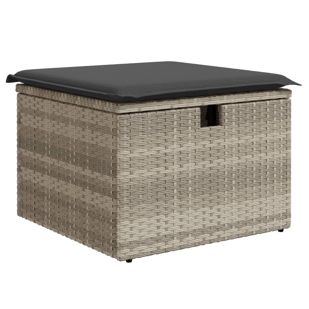 Vidaxl tuinkruk met kussen 55x55x37 cm poly rattan lichtgrijs