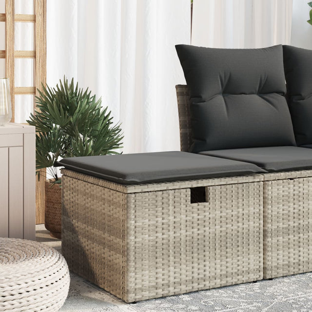 Vidaxl tuinkruk met kussen 55x55x37 cm poly rattan lichtgrijs
