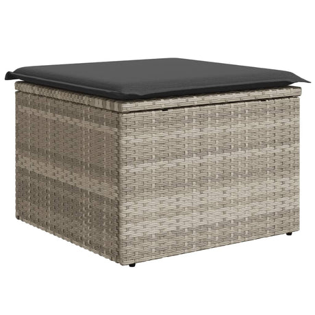 Vidaxl tuinkruk met kussen 55x55x37 cm poly rattan lichtgrijs
