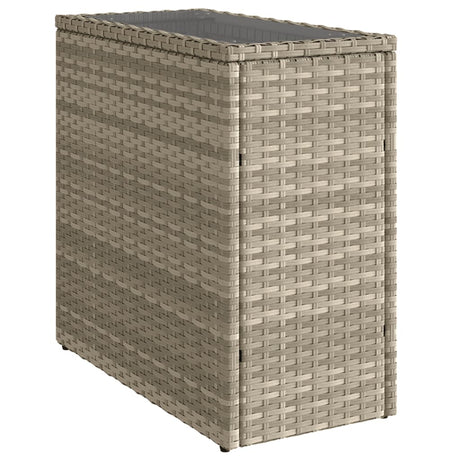 Vidaxl tuinbijzettafel glasblad 58x27,5x55 cm poly rattan lichtgrijs