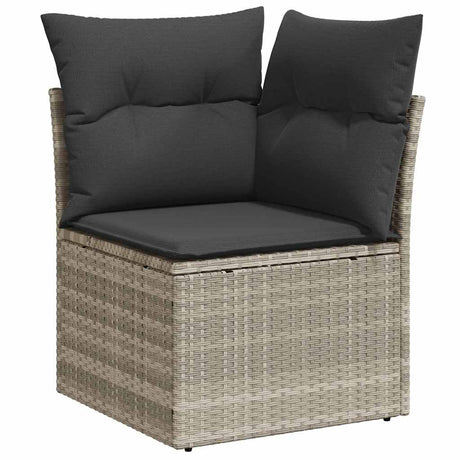Vidaxl tuinhoekbank met kussens poly rattan lichtgrijs