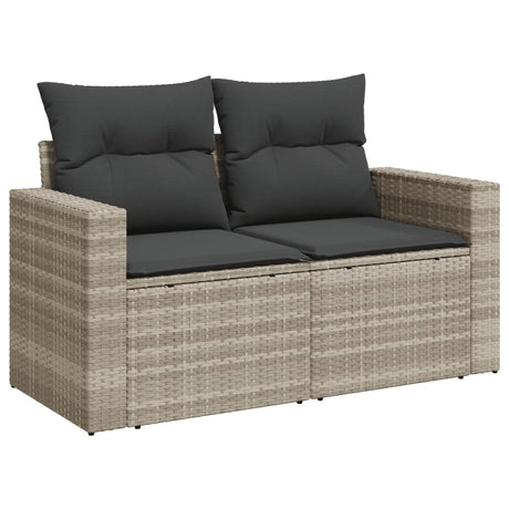 Vidaxl tuinbank 2-zits met kussens poly rattan lichtgrijs