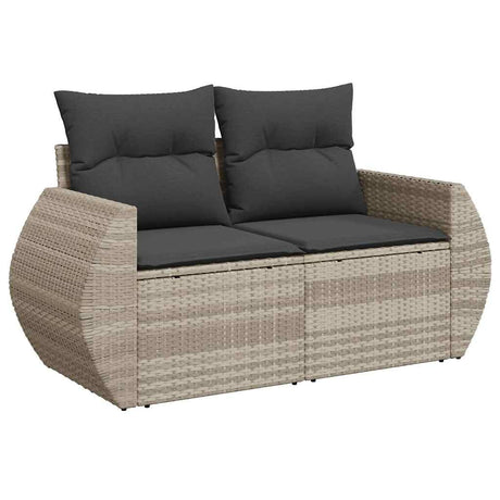 Vidaxl tuinbank 2-zits met kussens poly rattan lichtgrijs