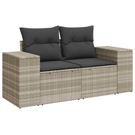 Vidaxl tuinbank 2-zits met kussens poly rattan lichtgrijs