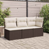 Vidaxl tuinhoekbank met kussens poly rattan bruin