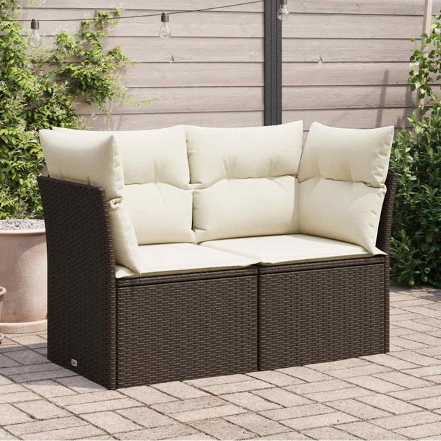 Vidaxl tuinbank 2-zits met kussens poly rattan bruin