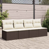 Vidaxl tuinbank 4-zits met kussens poly rattan bruin