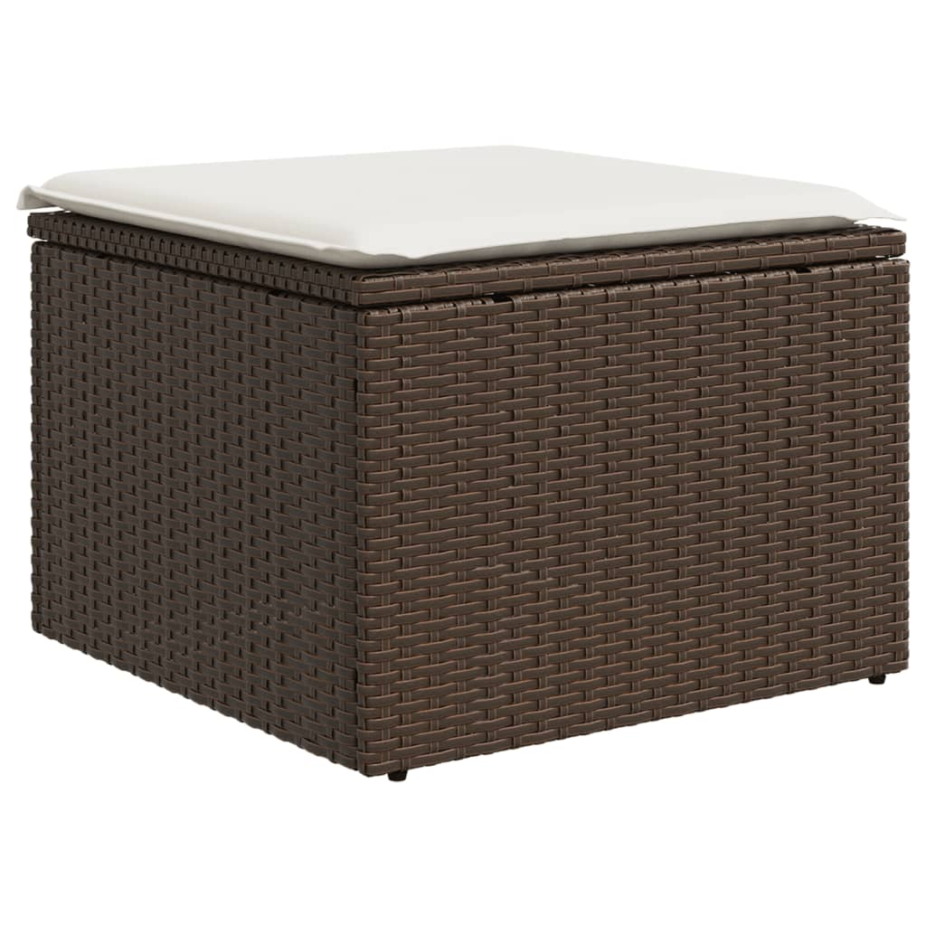 Vidaxl tuinkruk met kussen 55x55x37 cm poly rattan bruin