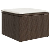 Vidaxl tuinkruk met kussen 55x55x37 cm poly rattan bruin