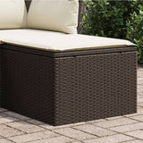 Vidaxl tuinkruk met kussen 55x55x37 cm poly rattan bruin