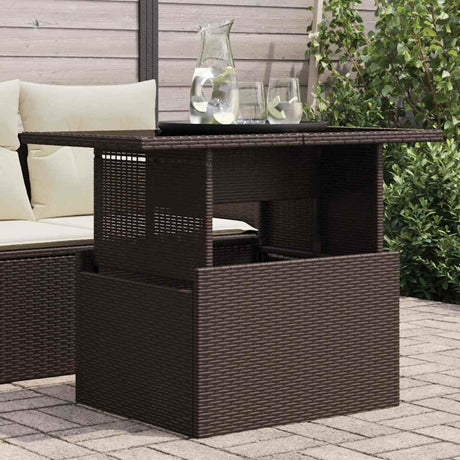 Vidaxl tuintafel met glazen blad 100x55x73 cm poly rattan bruin