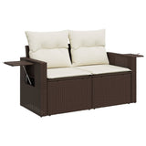 Vidaxl tuinbank 2-zits met kussens poly rattan bruin