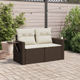 Vidaxl tuinbank 2-zits met kussens poly rattan bruin