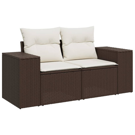 Vidaxl tuinbank 2-zits met kussens poly rattan bruin