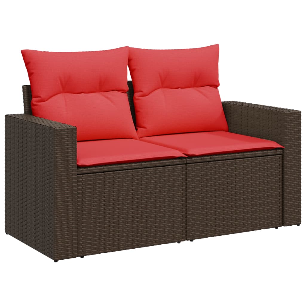 Vidaxl tuinbank met kussens 2-zits poly rattan bruin