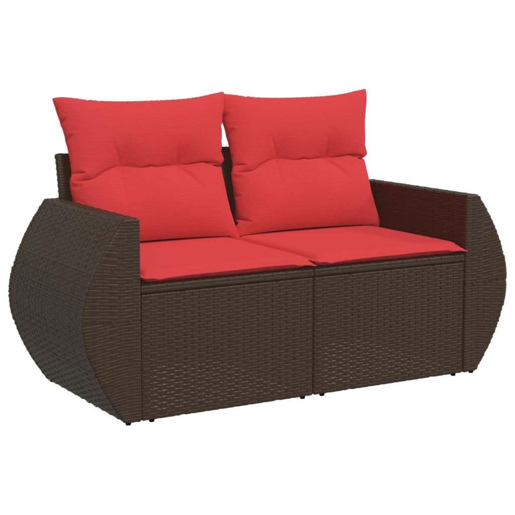 Vidaxl tuinbank met kussens 2-zits poly rattan bruin