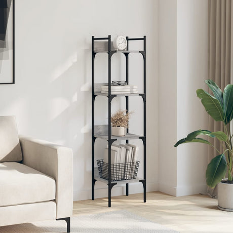 Vidaxl boekenkast 4-laags 35x30x138,5 cm bewerkt hout grijs sonoma