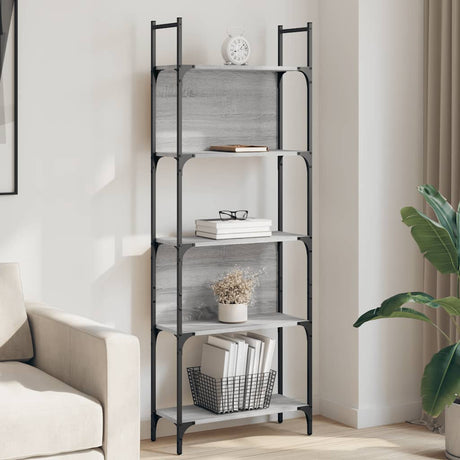 Vidaxl boekenkast 5-laags 60,5x24x166,5 cm bewerkt hout grijs sonoma