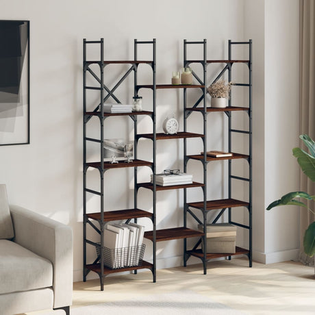 Vidaxl boekenkast 127,5x28,5x172,5 cm bewerkt hout bruin eikenkleur