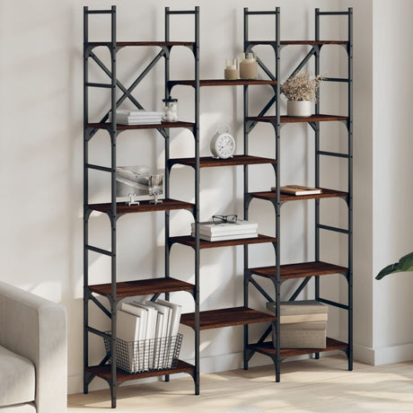 Vidaxl boekenkast 127,5x28,5x172,5 cm bewerkt hout bruin eikenkleur