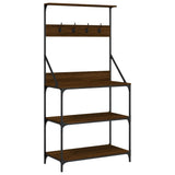 Vidaxl bakers rack with hooks 4-layer processed wood brown oak colored