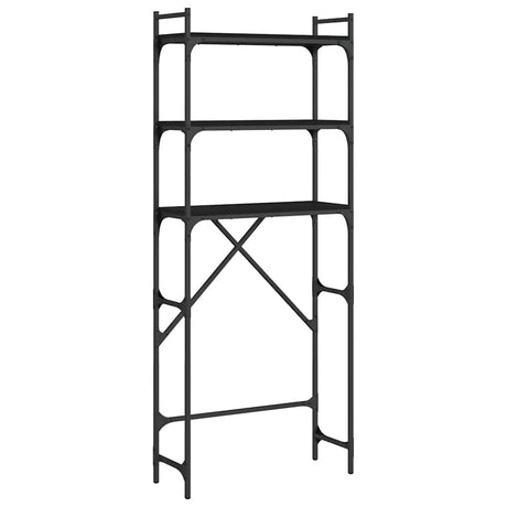 Vidaxl wasmachinerek 67x25x163 cm bewerkt hout zwart